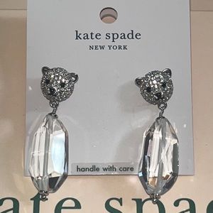 ♠️kate spade Polar Bear Arctic Friends Pave Drop Earrings, Clear/Silver NWT
